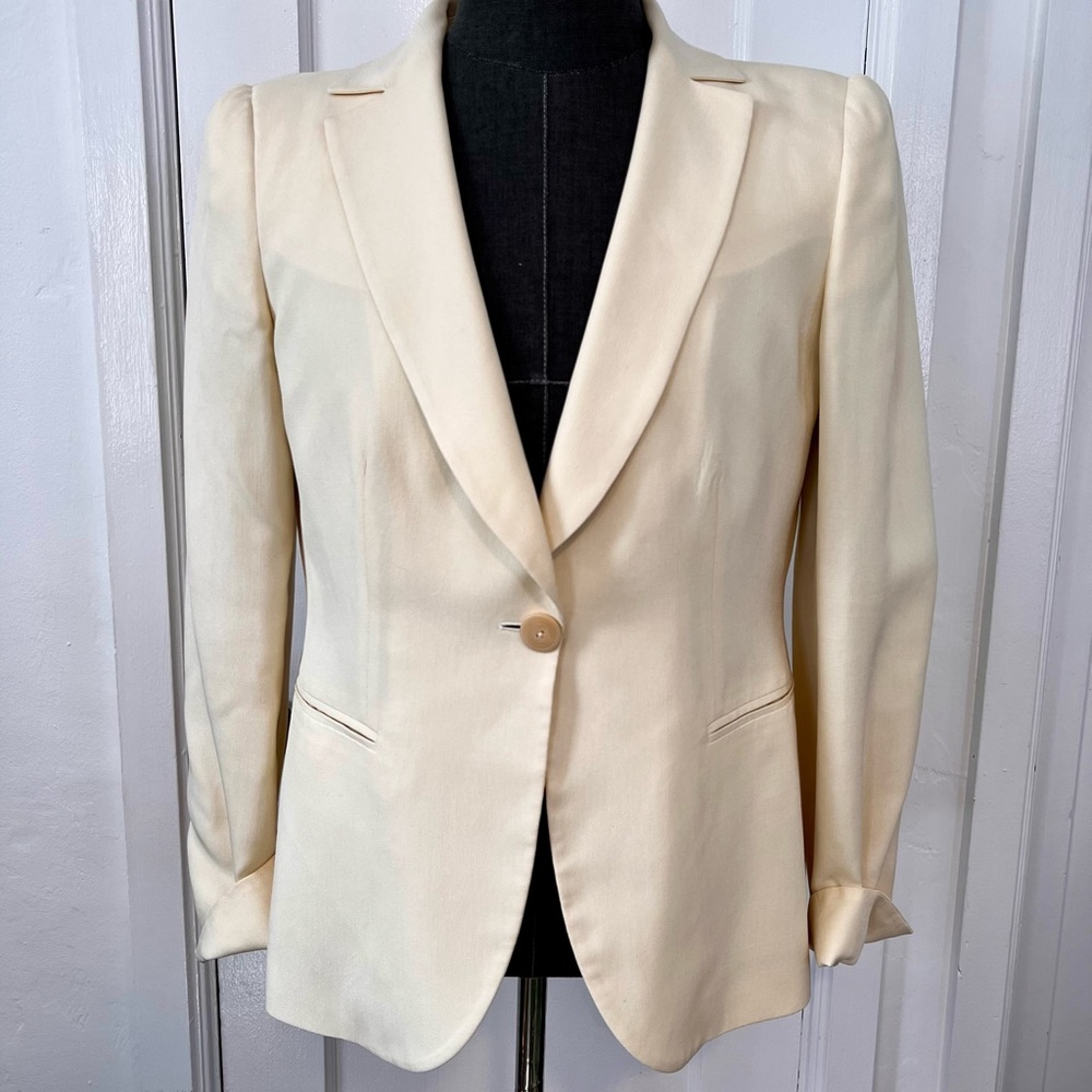Armani Borgo 21 Single Breasted Silk Blazer Yellow Sz 46